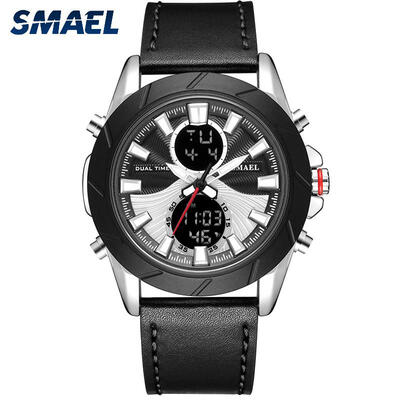 

SMAEL1386 Male Digital Sport Wristwatches Waterproof Leather Watches Multifunctional Military Watch For Outdoor