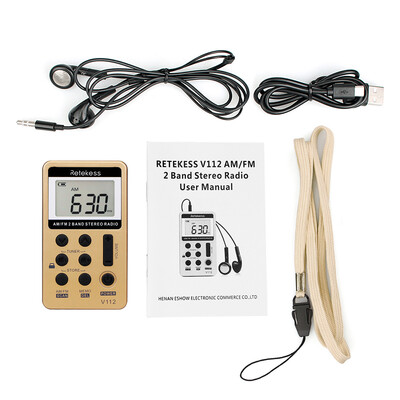 

Retekess V-112 Portable AM FM Stereo Radio Pocket 2 Band Digital Tuning Radio Mini Receiver Outdoor Radio w Earphone Lanyard 15