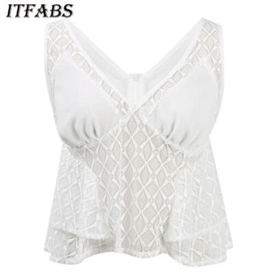 

US Sexy Women Summer Tank Tops Casual Sleeveless Lace Vest TShirt Blouse Shirt