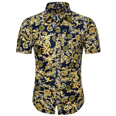 

Mens Short Sleeve Casual Print Shirt Casual Button Down Floral Hawaii Shirts