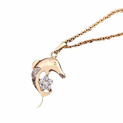 

Wedding Jewelry Ladies Gold Plated Pendant Necklace Dolphin Pendant Necklace Romantic Accessory