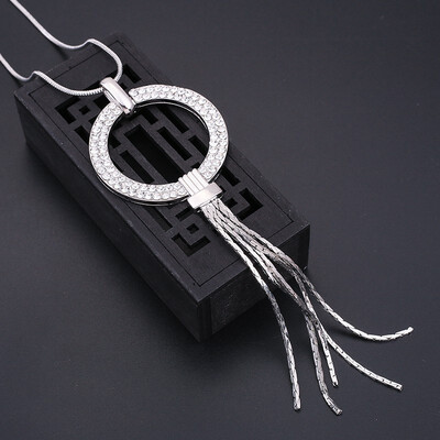 

Fringed crystal long versatile fashion ladies necklace
