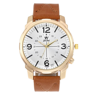 

Gobestart Luxury Men Watch Business Large Dial Watch Fashion Quartz Leather Belt Watch