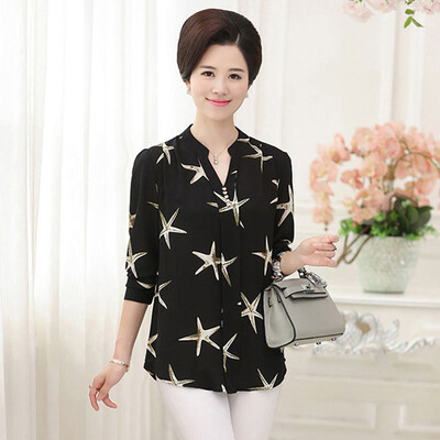 

Yu Zhaolin 2019 new middle-aged womens 40-50 years old mother loaded spring&autumn T-shirt top YWMM191369 black XL