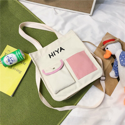 

Ins 100 canvas bag female oblique satchel on Shinhara college student handbag single shoulder Sen canvas bag