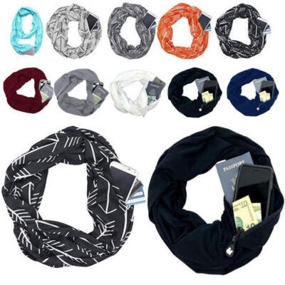 

1pc Convertible Infinity Scarf With Pocket Loop Scarf Women Winter Zipper Pocket