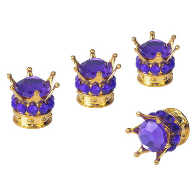

Tailored 4Pcs Chrome Gold Crown Bling Diamond TireWheel Stem Caps Car Truck