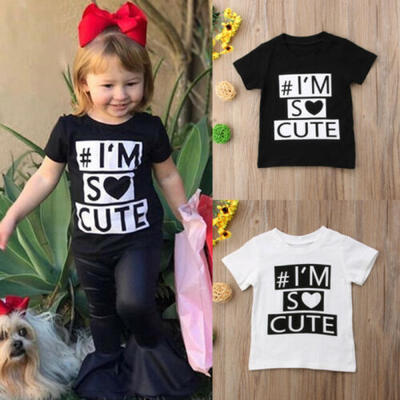 

Fashion Kids Baby Girls Casual Blouse Letters Print T Shirt Tops Outfits Clothes