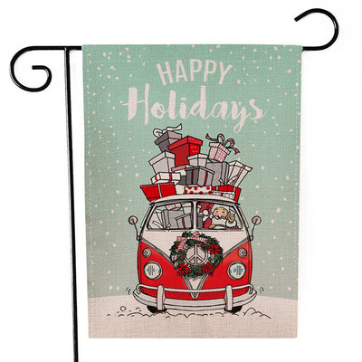 

Merry Christmas Red Truck with Gifts Double Sided Winter Garden Flag