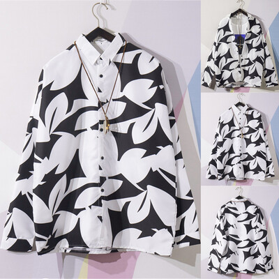 

Tailored Men Summer Fashion Shirts Casual Printing Beach Shirts Long-Sleeve Top Blouse