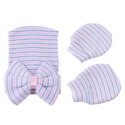 

SUNSIOM Newborn Handguard Baby Hat Gloves Anti Scratch Mittens Face Protection Set