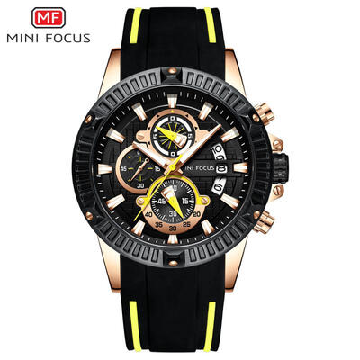

MINI FOCUS MF0244G Mens 38mm Luxury Quartz Sports Watch With Triple Time Zones