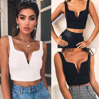

Fashion Women Cami Sexy Clubwear Party V-neck Vest Crop Casual Tank Tops T-Shirt