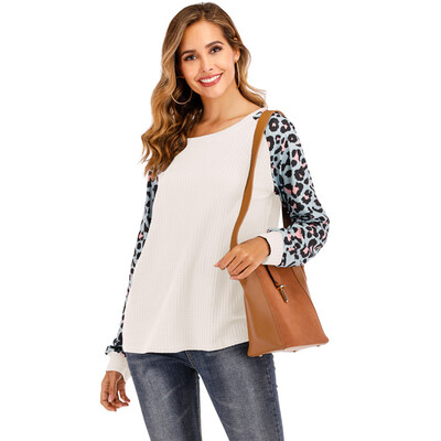 

Gobestart Women Autumn Winter Casual Long Sleeve Printed Patchwork Sweatshirt Tops Blouse