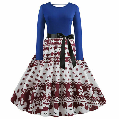 

US Women Christmas Skater Swing Dress Ladies Retro Rockabilly Xmas Party Dresses