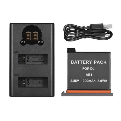 

Charging Kit LCD Smart Display Dual Port Dual Channel Charger with 1300mAh Rechargeable Li-ion Battery USB Charging Cable for DJI