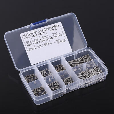 

Greensen 280pcs M2 Stainless Steel SS304 Flat Hex Socket Head Screws&Nuts Practical Fastener