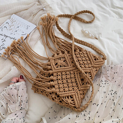 

Tailored Fashion Ladies Wild Fringed Ethnic Wind Straw Shoulder Bag Messenger Bag