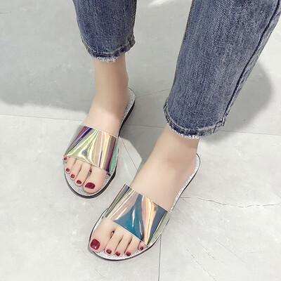 

Rose Slippers Summer Flat Slip Womens Sandals Flat Bottom Sequins Womens Shoes