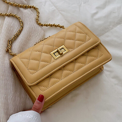 

Summer small bag womens new 2019 Korean fashion Joker small Xiangfeng Lingge chain bag Messenger bag
