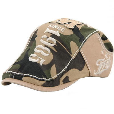 

Men Outdoor Adjustable Camouflage Splicing Letter Sun Hats Peaked Caps Beret