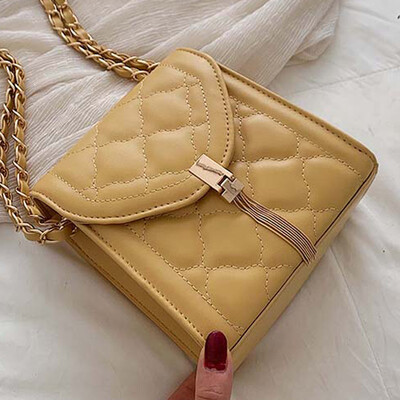 

Lingge embroidered thread texture womens bag 2019 new fashion texture single shoulder slant chain small square bag