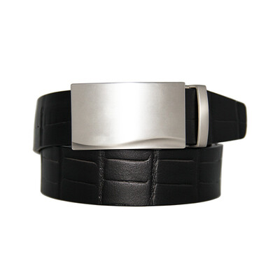 

BPSTAR Mens Automatic Buckle Genuine Leather Mens Ratchet Holeless Belt Business High Quality Mens Real Belt for Pants