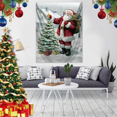 

Gobestart Santa Claus Tapestry Christmas Gift Blanket Wall Hanging Wall Decoration 29x37In
