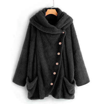 

Roseonmyhand Women Casual Solid Turtleneck Big Pockets Cloak Coats Vintage Oversize Coats