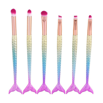 

Toponeto 6PCS Mermaid Brush Set Foundation Eyeshadow Brushes Makeup Brushes Beauty