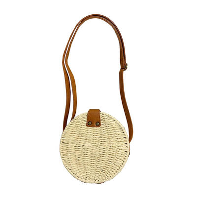 

Round Shoulder Messenger Handbags Women Vintage Woven Beach Crossbody Bags