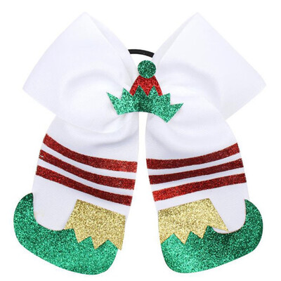 

7 Inch Large Christmas Boots Hair Bows Christmas Crown Hair Rope Snowflake Headwear Handmade Boutique Hair Accessories