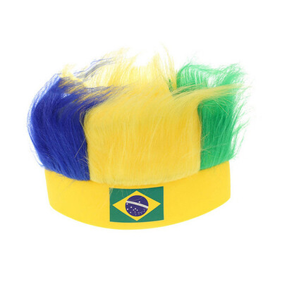 

World Cup Caps Fans Hats In Soccer Game with Wig National Flag Banner Football Headband Headwear Hair Piece