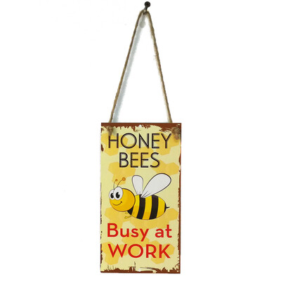 

Spring Bee Busy At Work Letter Wooden Plaque Wall Decor Hanging Pendant Sign Board for Garden Plank Decoration