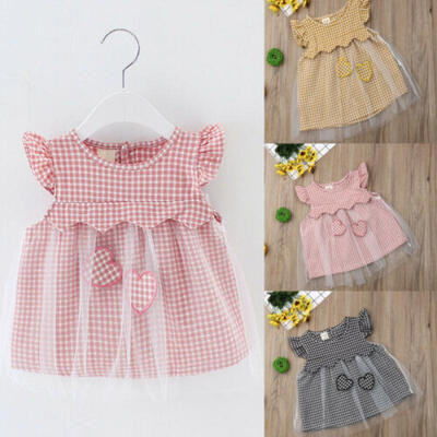 

Toddler Kids Baby Girls Princess Dress Pageant Plaid Comely Tutu Dress Clothes