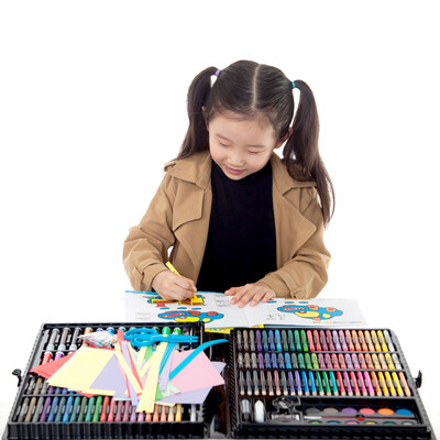 

Childrens brush black 228 sets of painting set crayon watercolor pen painting stationery tool box art student gift school supplies painting pen gift box color