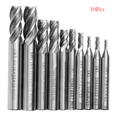 

10 Pcs HSS 225345678910mm Carbide Ball Nose End Mill CNC Engraving Bit