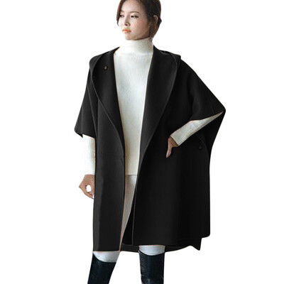

Roseonmyhand Women Loose Batwing Wool Poncho Winter Warm Coat Jacket Cloak Cape Parka Outwear