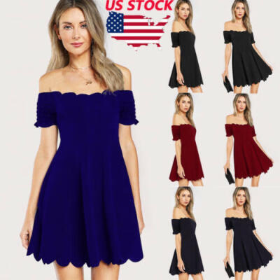 

New Women Summer Casual Off-Shoulder Party Evening Cocktail Swing Short Dress
