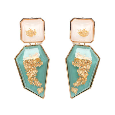 

AOTEMAN Women Trendy Geometric Acrylic Statement Drop Earrings ZA OL Style Transparent stone earrings with golden edges brincos