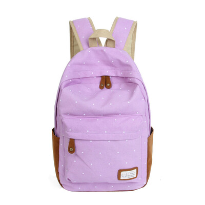 

Tailored Double-Shoulder Girls Canvas Dots Schoolbag Students Backpacks  PP