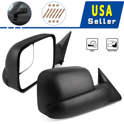 

Pair for 94-01 Dodge Ram 1500 94-02 Ram 2500 3500 Pickup Manual Tow Mirrors