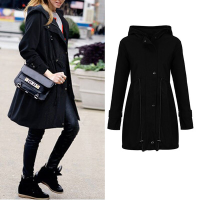 

〖Follure〗Women Plus Size Fashion Solid Button Zippers Long Coat Shawl Windbreaker