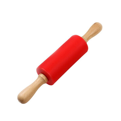 

Siaonvr Wooden Handle Silicone Rollers Rolling Pin Kid Kitchen Cooking Baking Tool