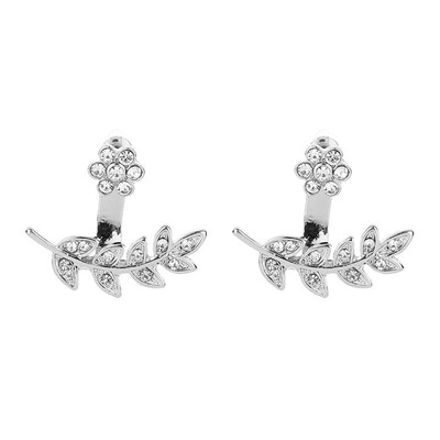 

Fashion Simple Branches Leaves Ear Jacket Double Sided Swing Stud Earrings Gift