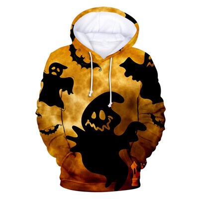 Toponeto Mens Casual Scary Halloween Lover 3D Print Party Long Sleeve Hoodie Top Blouse