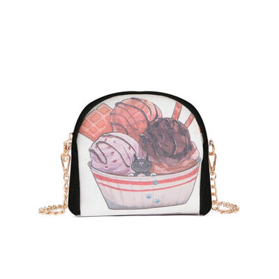 

Cartoon Print Shoulder Handbags Women Canvas Zipper Chain Crossbody Bags
