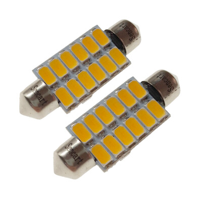 Sencart 2Pcs 6W 39mm 12x5730SMD Car Interior Dome Map Reading Light LED Bulbs
