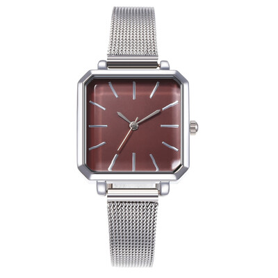 

Explosion models ladies alloy steel belt quartz watch square shell mesh with Roman scale wrist watch