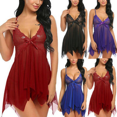 

Sexy Lingerie Lace Dress Babydoll Women Underwear Nightwear Sleepwear Plus Size